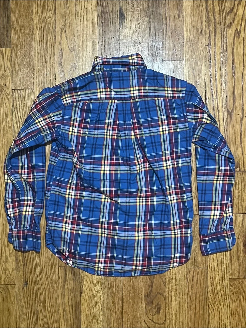 Ralph Lauren Boys Size S Blue Plaid Button-Down Cotton Long Sleeve Pony Preppy